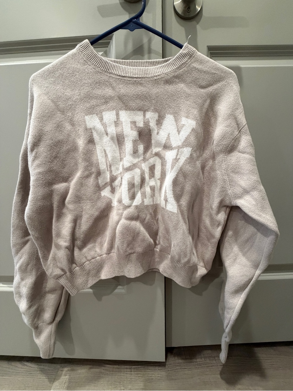 aerie Taupe Cropped Graphic Sweatshirt